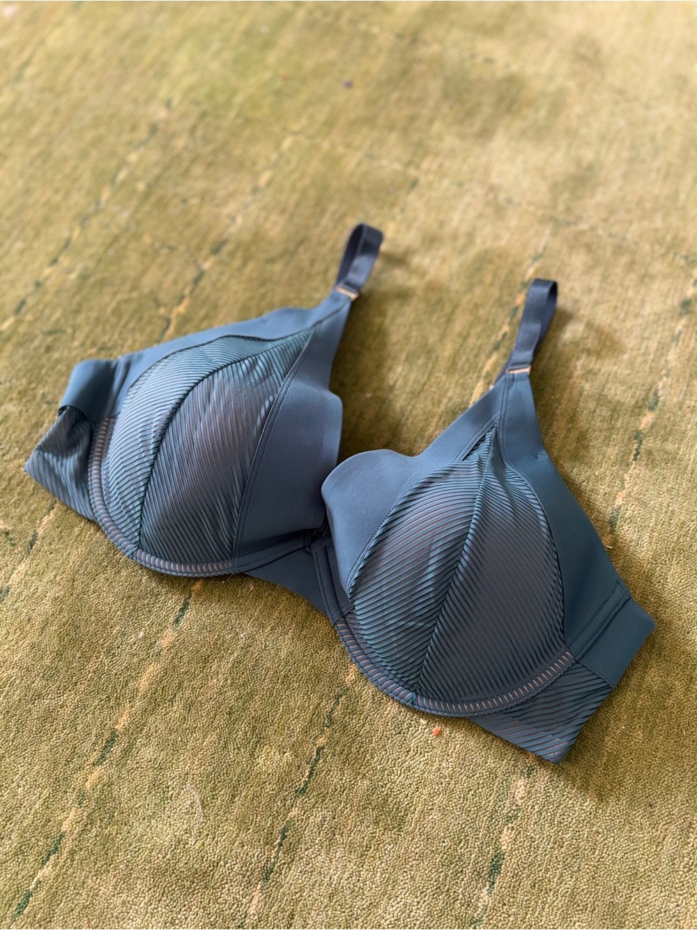 NWOT ThirdLove Shadow Stripe Plunge Bra Teal size 40D